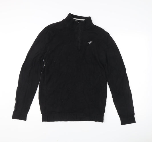 Hollister Men's Black M Half Zip Mock Neck Jumper Knitwear Casual