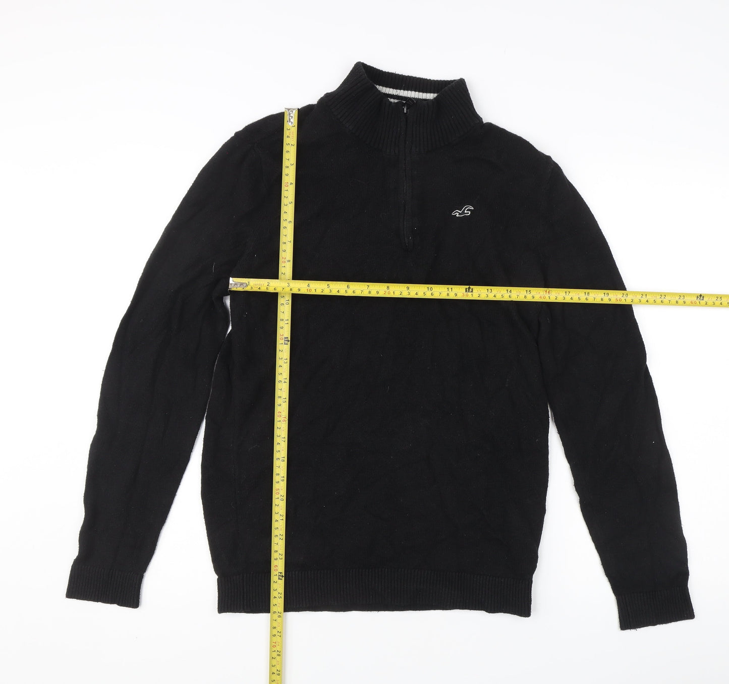 Hollister Men's Black M Half Zip Mock Neck Jumper Knitwear Casual