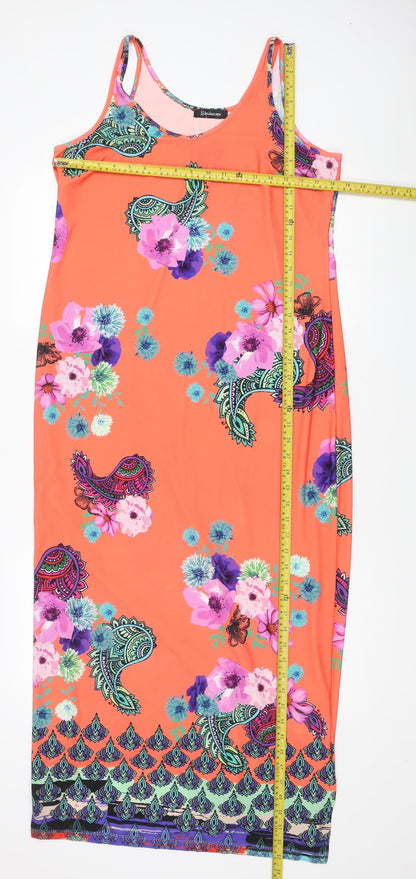 Kaleidoscope Women’s Orange Size 14 Midi Tank Dress Paisley Floral