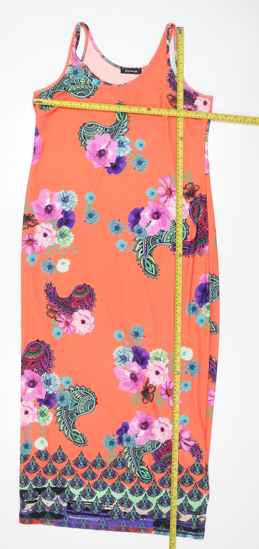 Kaleidoscope Women’s Orange Size 14 Midi Tank Dress Paisley Floral