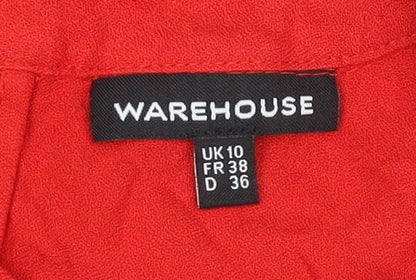 Womens UK Size 10 Warehouse Red Basic Blouse