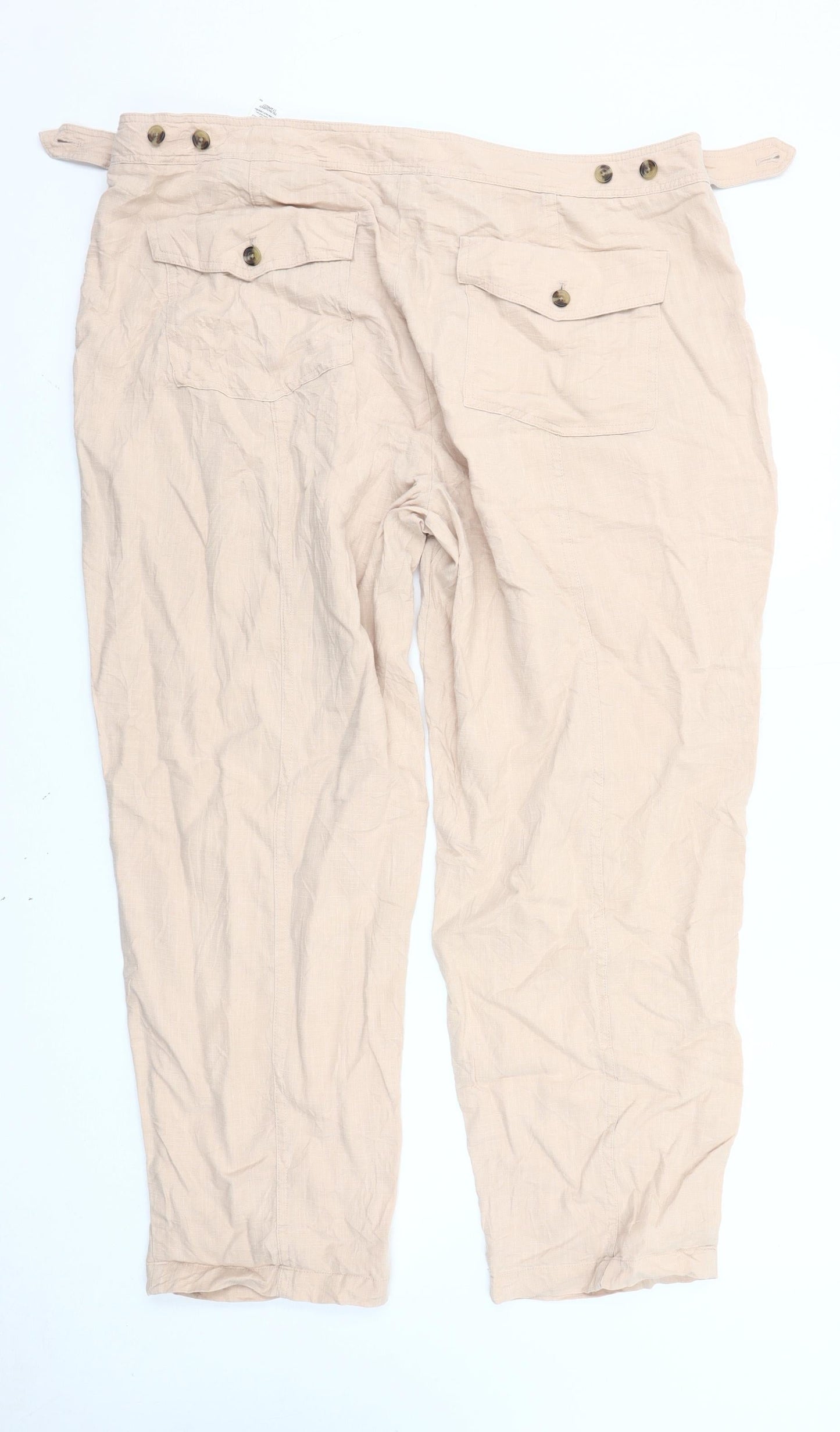 Marks and Spencer Women Beige Size 20 Chino Trousers Linen Blend