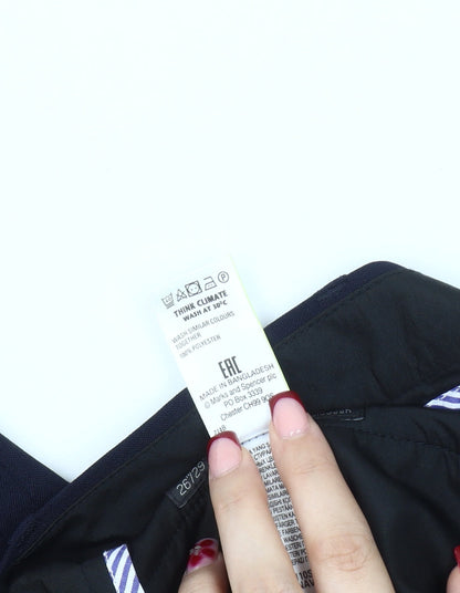 Marks and Spencer Men's Blue Slim Fit Straight Leg Trousers 26W 29L