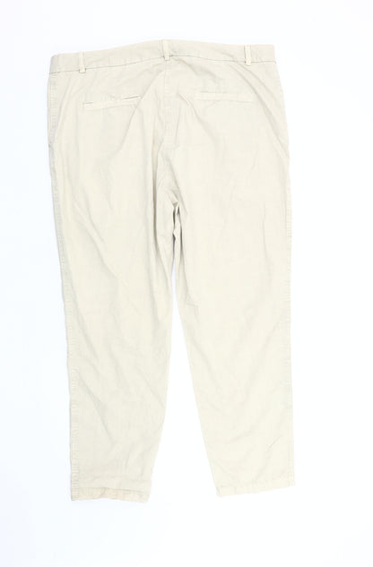 Womens UK Size 20 Marks and Spencer Regular Fit Chino Beige Trousers