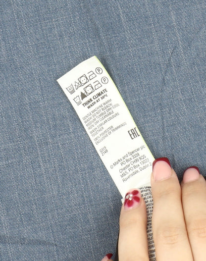 Marks and Spencer Men's Blue Regular Fit Dress Trousers 30W 31L