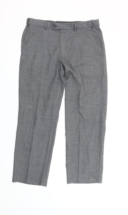 Marks and Spencer Men's Grey Check Wool Blend Dress Pants 32W 29L Regular
