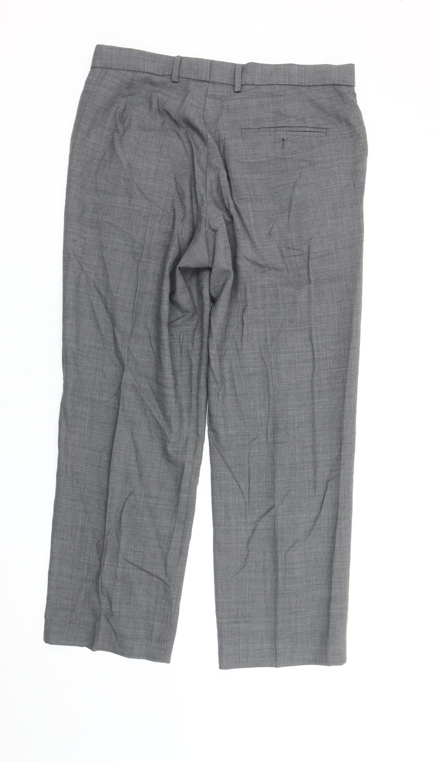 Marks and Spencer Men's Grey Check Wool Blend Dress Pants 32W 29L Regular