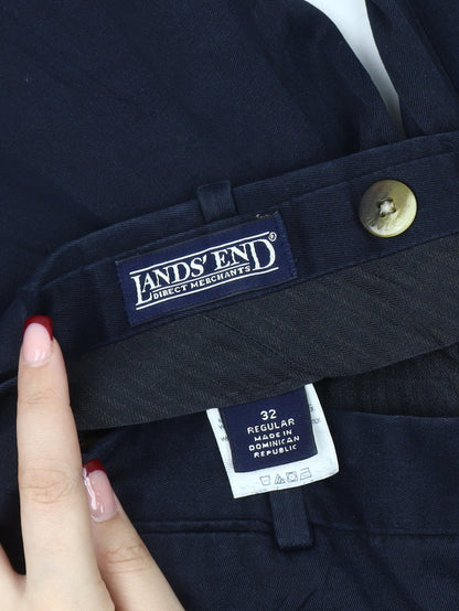 Lands' End Men's Blue 32in Waist Regular Fit Chino Trousers