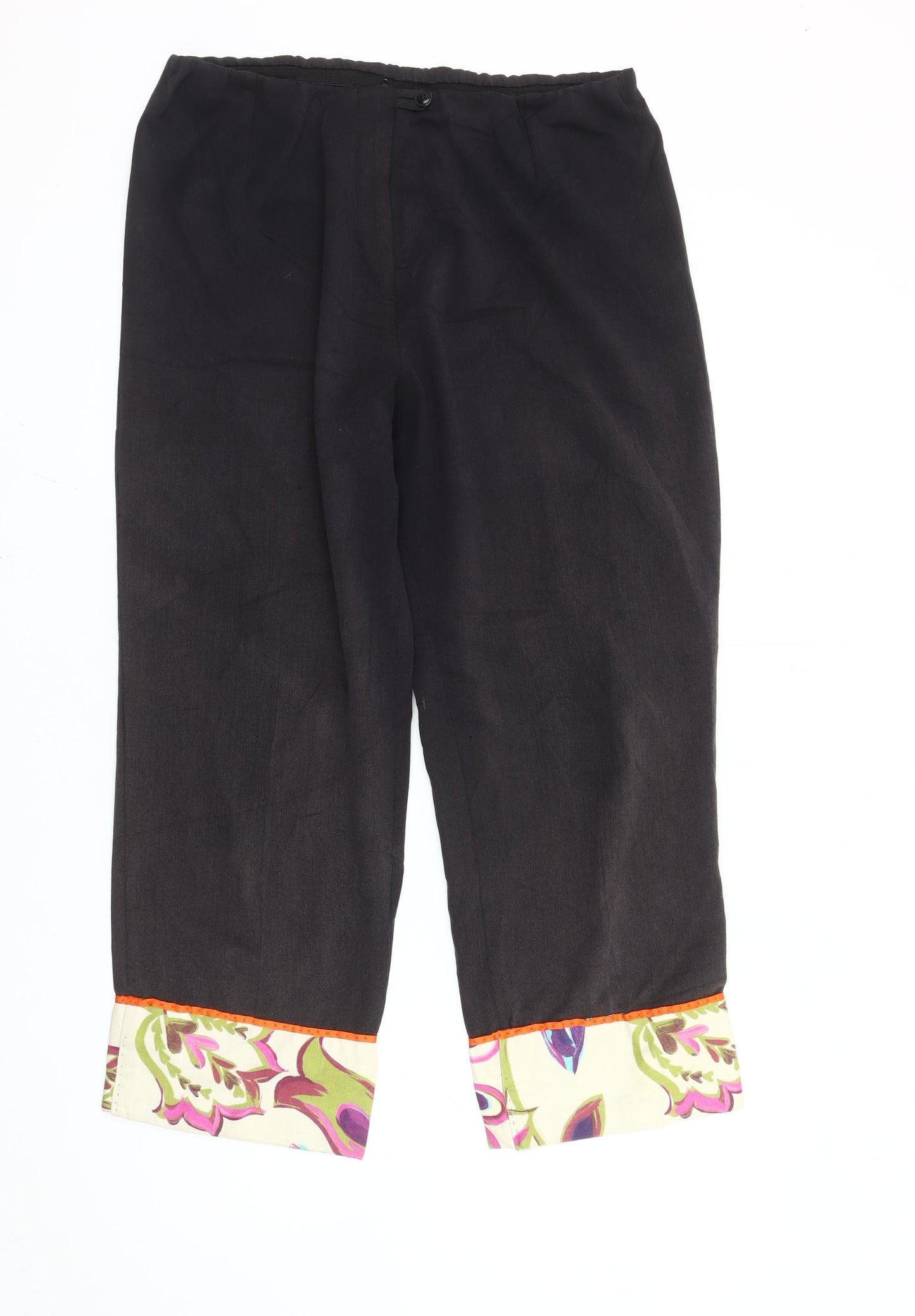 Paul Separates Women’s Black Cropped Cuffed Trousers UK14 Stretch