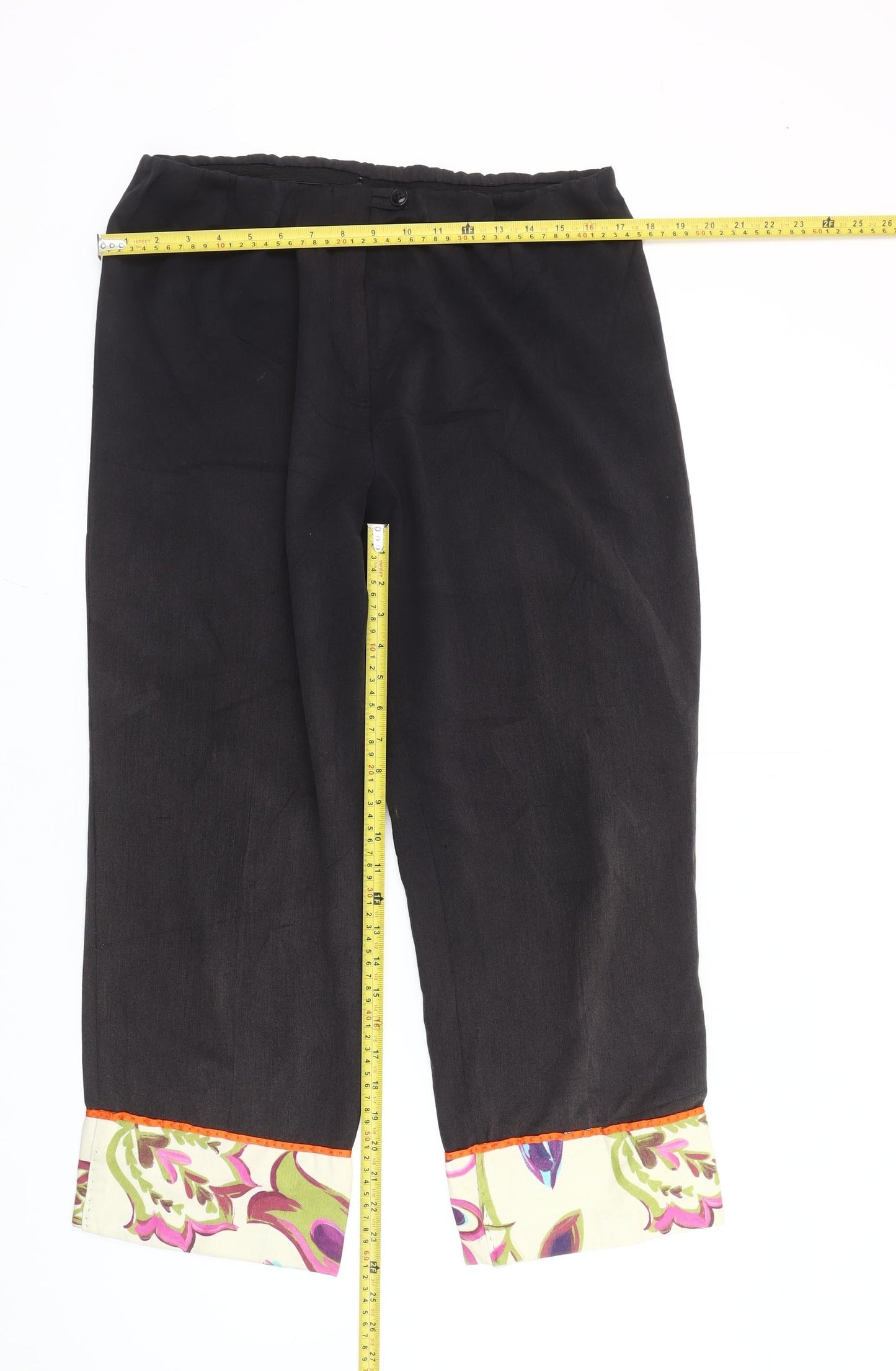 Paul Separates Women’s Black Cropped Cuffed Trousers UK14 Stretch