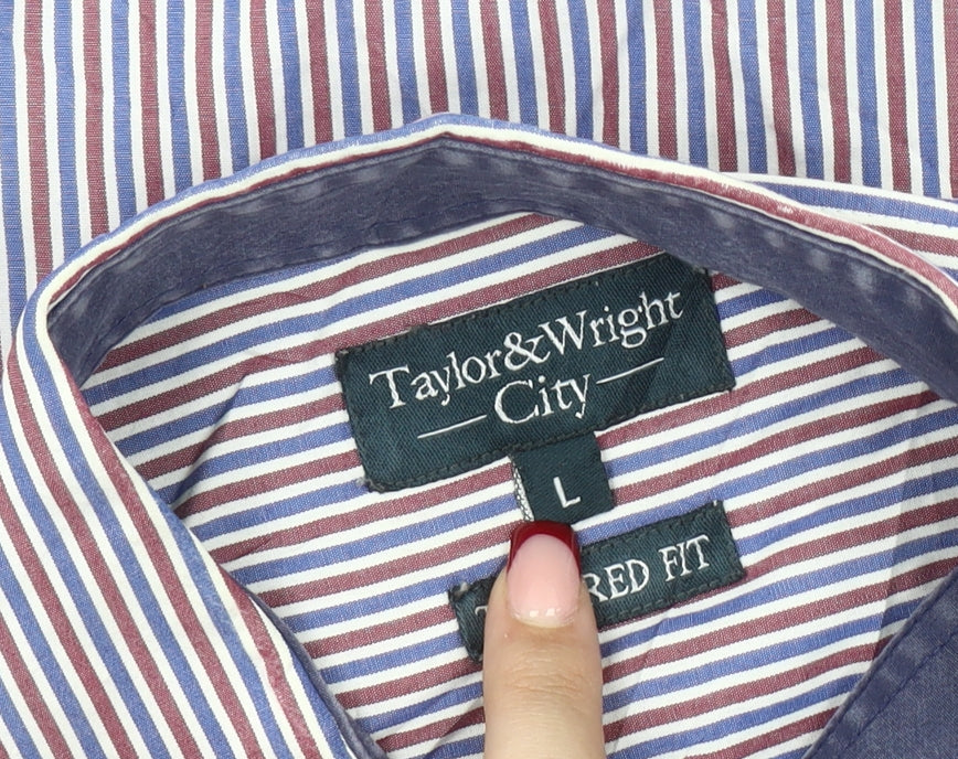 Taylor & Wright Men’s Multicoloured Striped Cotton Shirt L Slim Fit