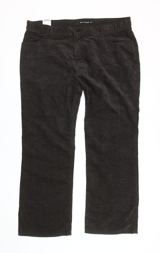 Marks and Spencer Men’s Black Corduroy Trousers 40W 29L Straight Leg