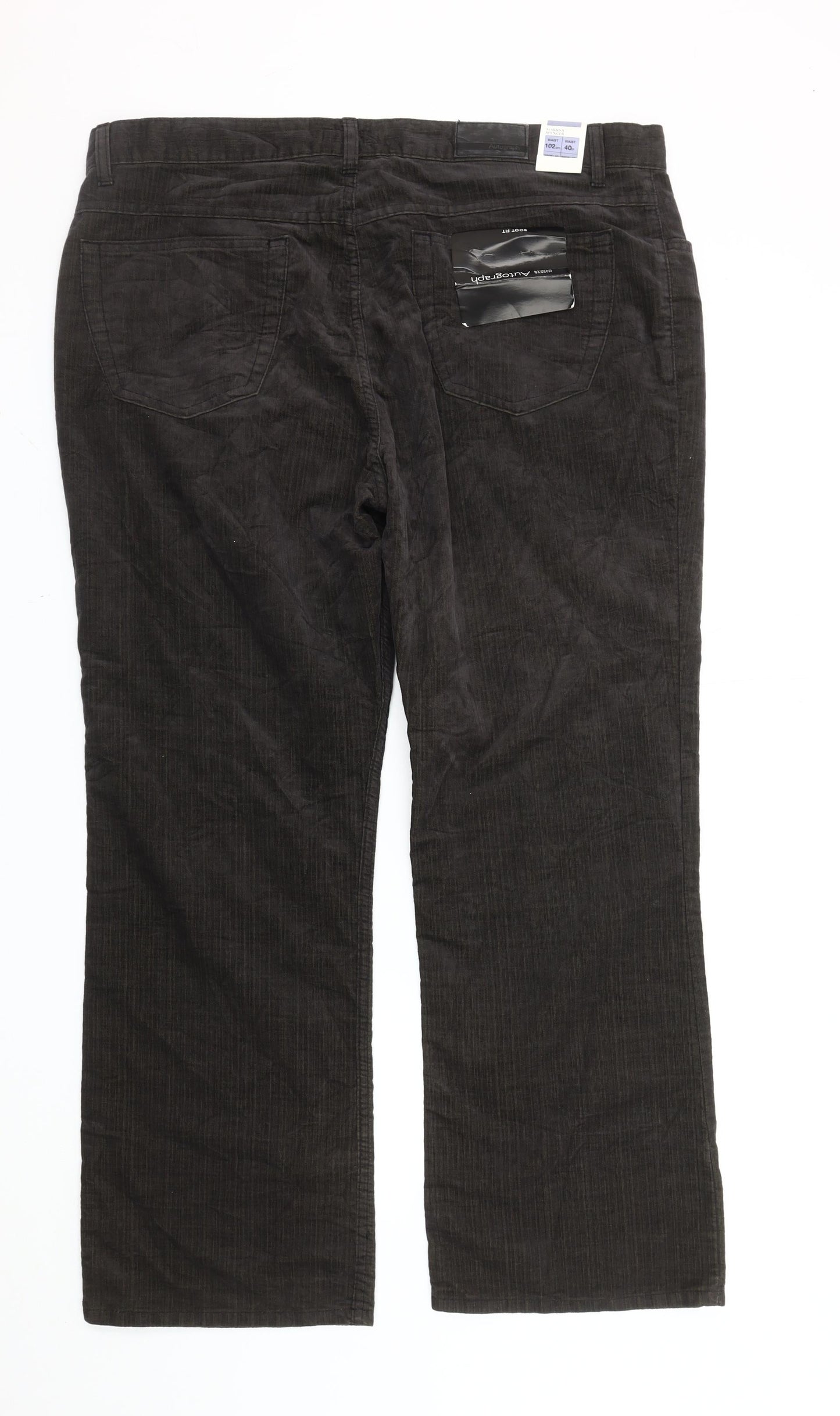 Marks and Spencer Men’s Black Corduroy Trousers 40W 29L Straight Leg