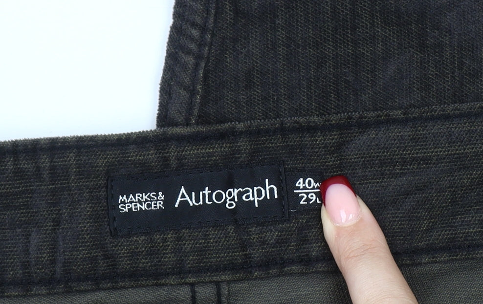 Marks and Spencer Men’s Black Corduroy Trousers 40W 29L Straight Leg