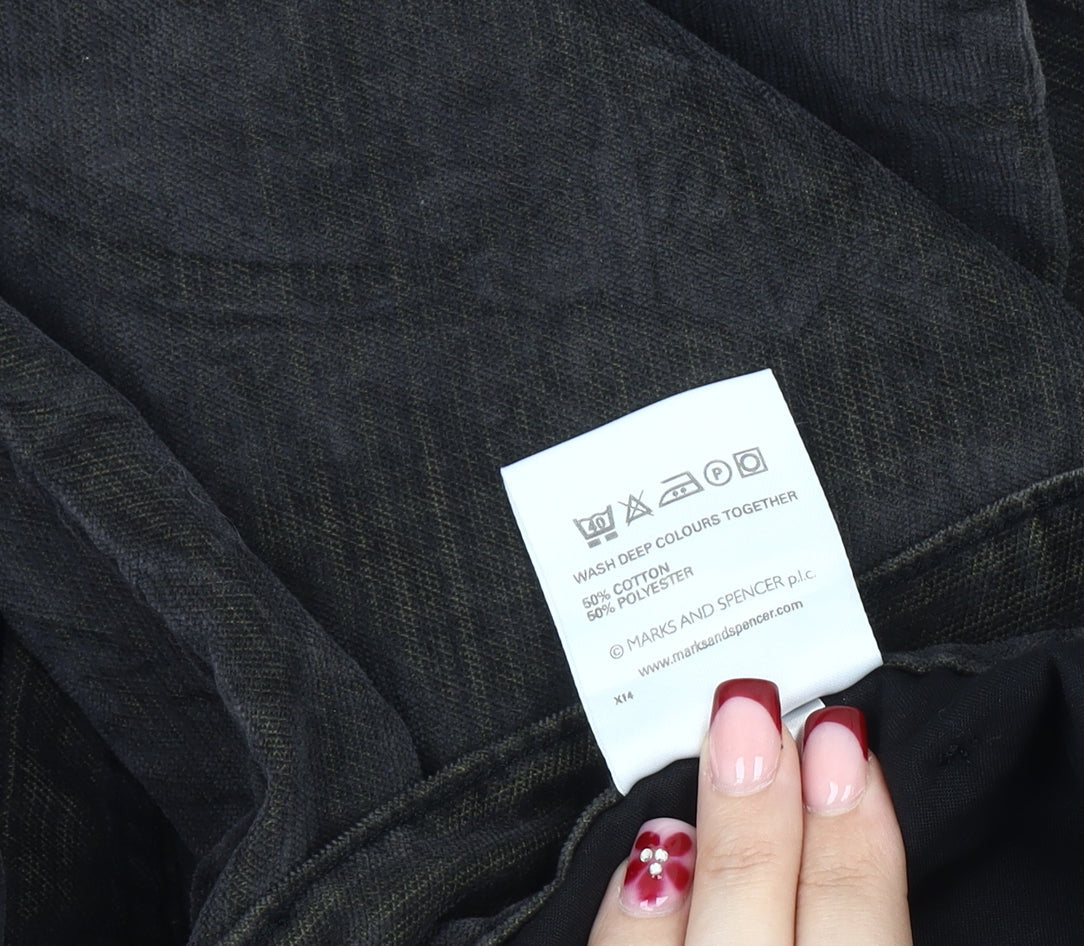 Marks and Spencer Men’s Black Corduroy Trousers 40W 29L Straight Leg