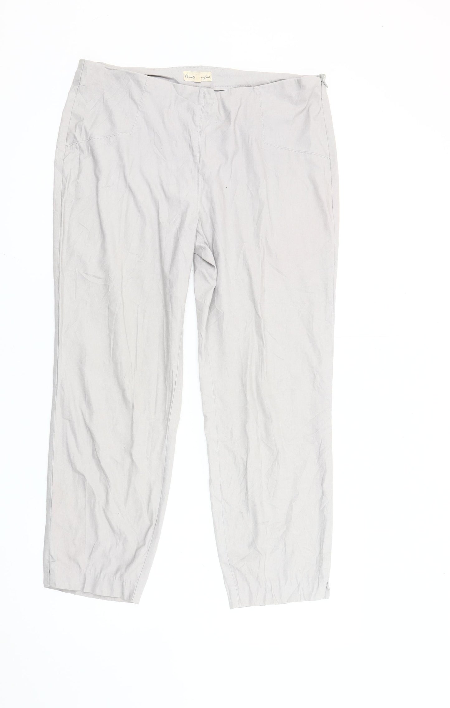 Phase Eight Women’s Grey Straight Leg Cotton Trousers Size 14