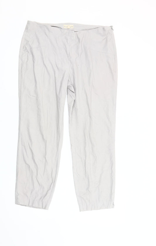 Phase Eight Women’s Grey Straight Leg Cotton Trousers Size 14