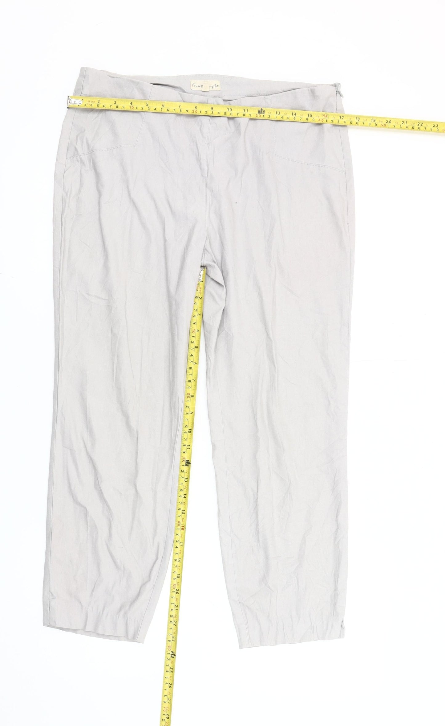 Phase Eight Women’s Grey Straight Leg Cotton Trousers Size 14