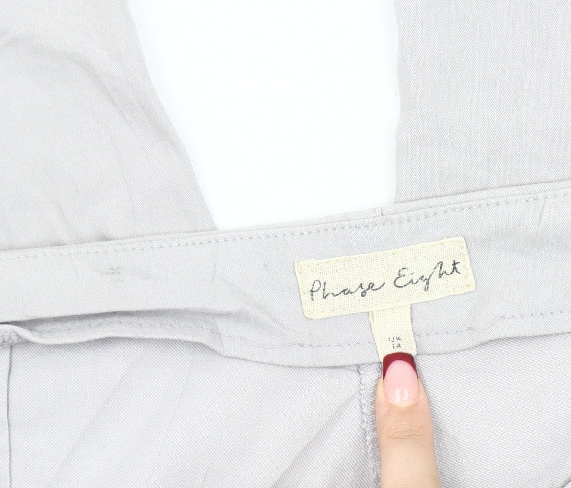 Phase Eight Women’s Grey Straight Leg Cotton Trousers Size 14