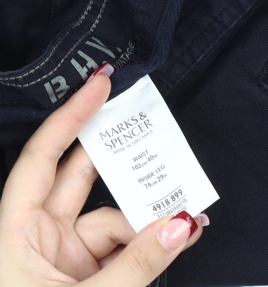 Marks and Spencer Men's Black Cargo Trousers XL 40in Waist 29in Leg