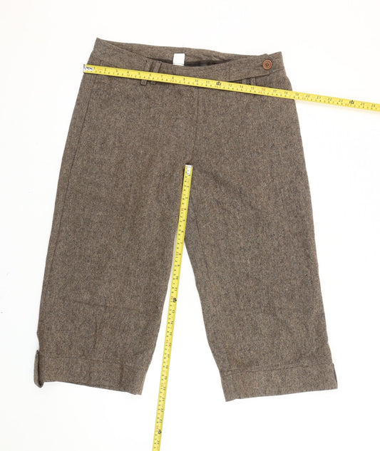 New Look Women Brown Wool Cropped Straight Trousers Size 14