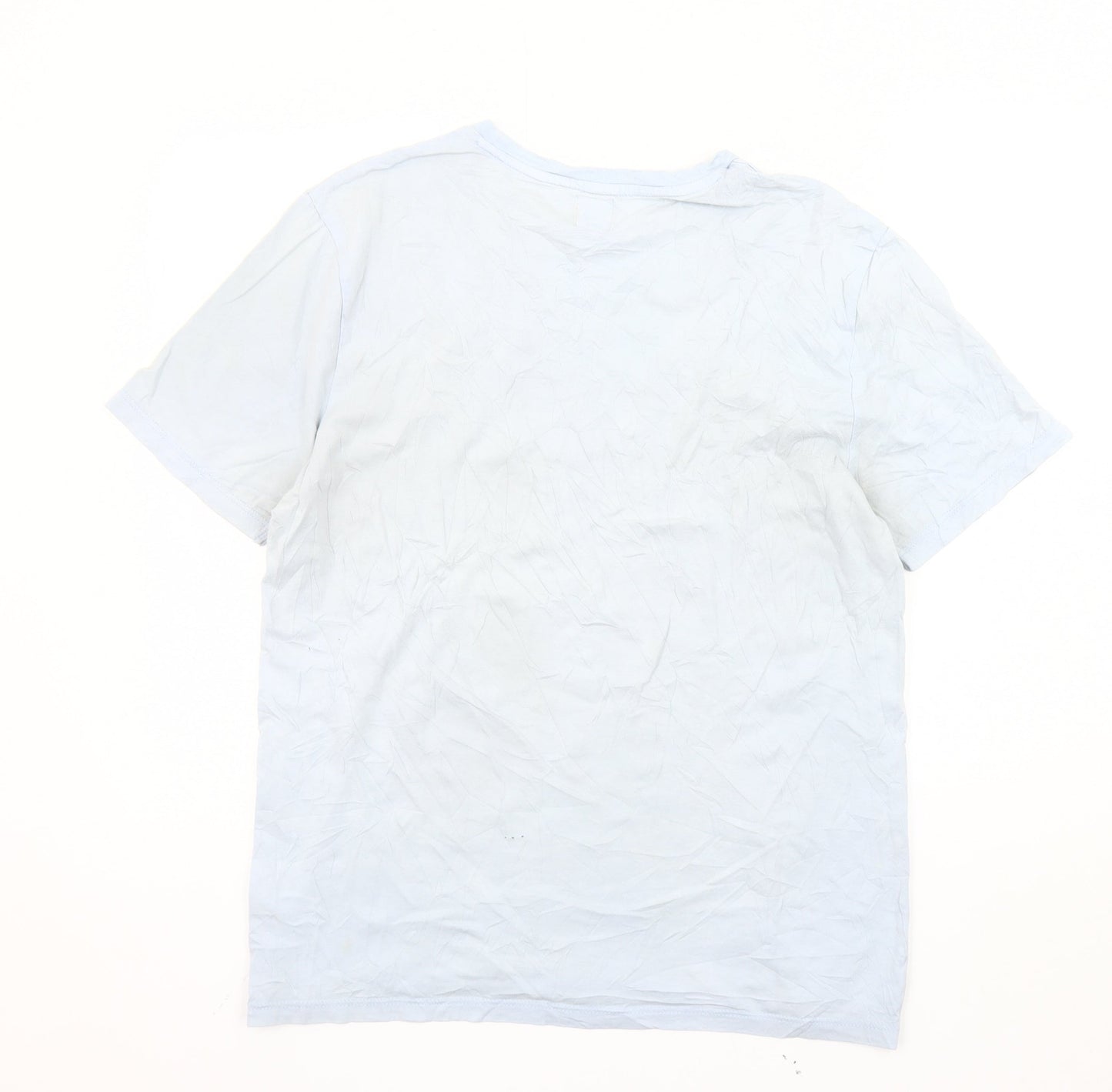 River Island Men’s Blue Cotton Crew Neck Bee Embroidered T-Shirt L