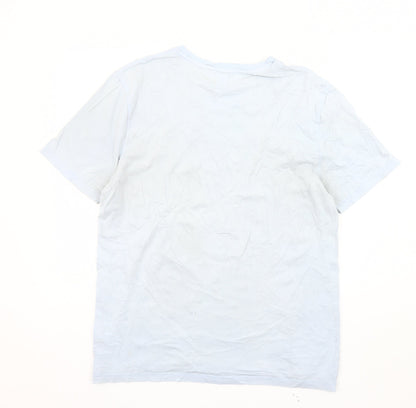 River Island Men’s Blue Cotton Crew Neck Bee Embroidered T-Shirt L