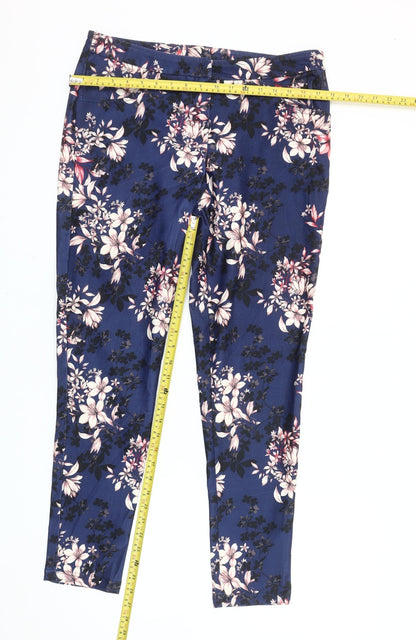 New Look Womens Blue Floral Slim Leggings Size 12 Skinny Trousers