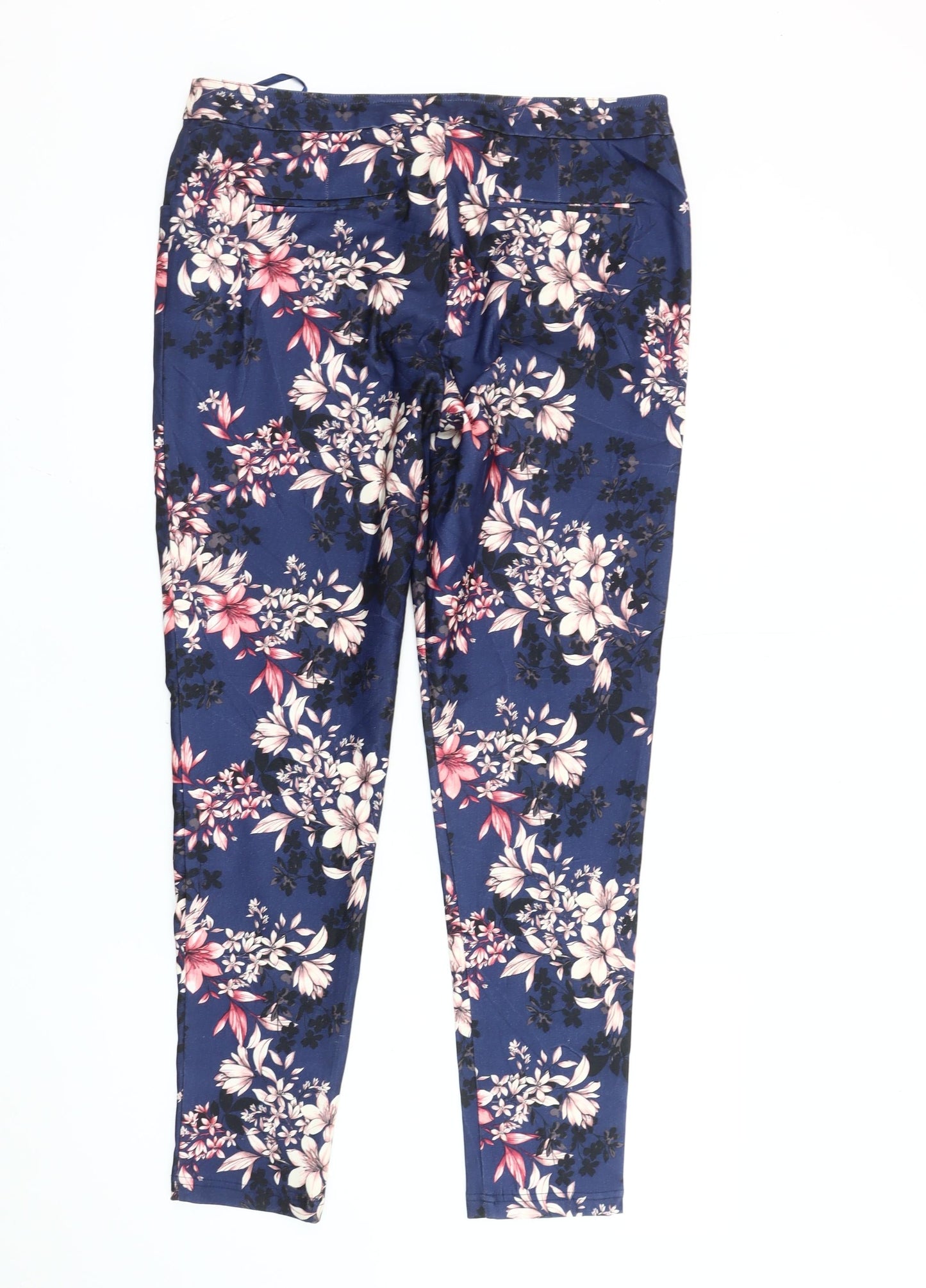 New Look Womens Blue Floral Slim Leggings Size 12 Skinny Trousers