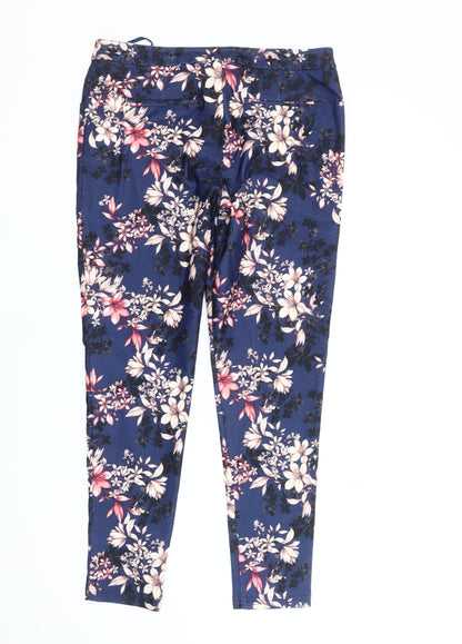 New Look Womens Blue Floral Slim Leggings Size 12 Skinny Trousers