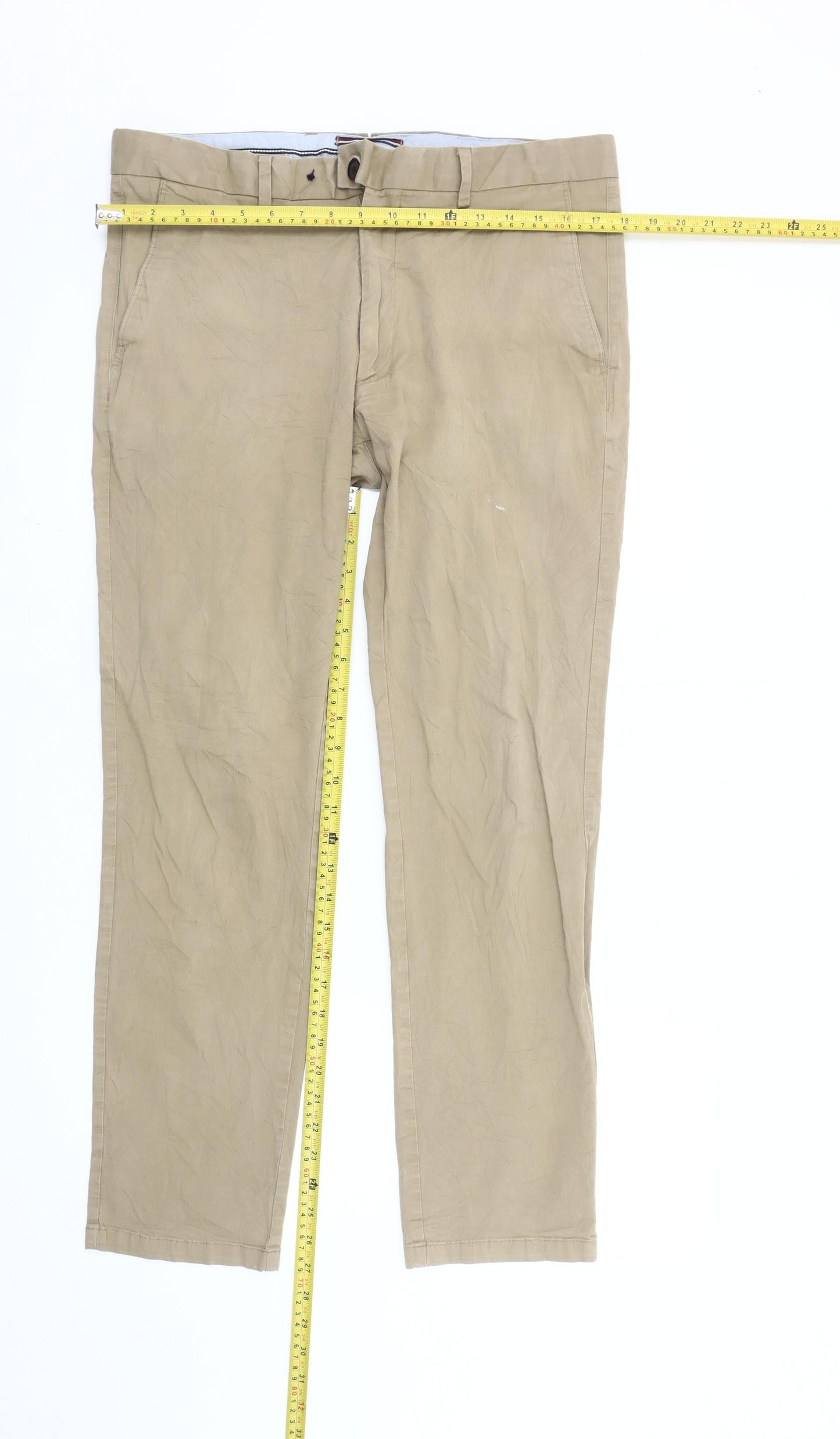 T.M. Lewin Men's Beige Chino Trousers 34R Slim Fit