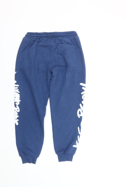 Zara Boys Blue Jogger Trousers 11-12 Years Elastic Waist Fleece Pants