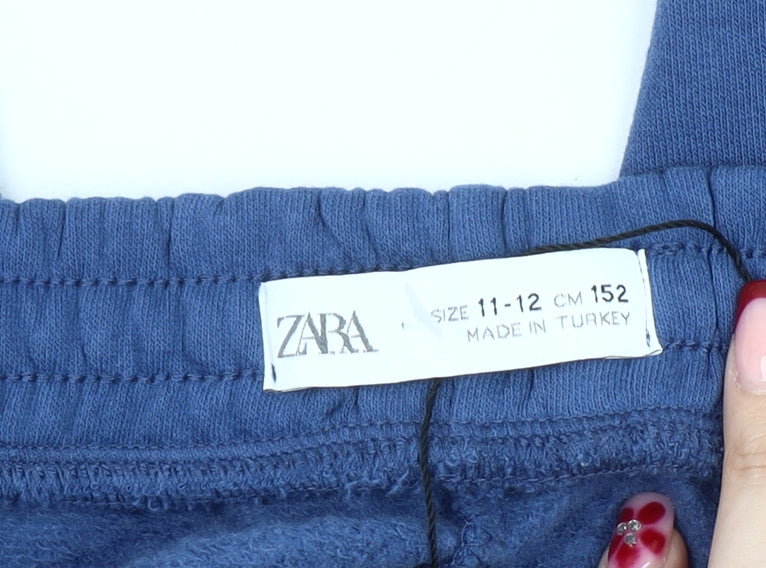 Zara Boys Blue Jogger Trousers 11-12 Years Elastic Waist Fleece Pants