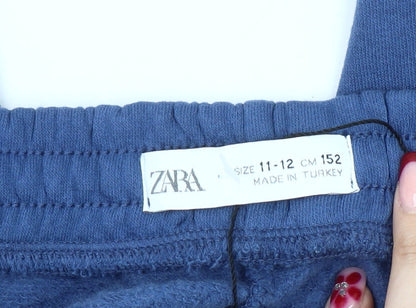 Zara Boys Blue Jogger Trousers 11-12 Years Elastic Waist Fleece Pants