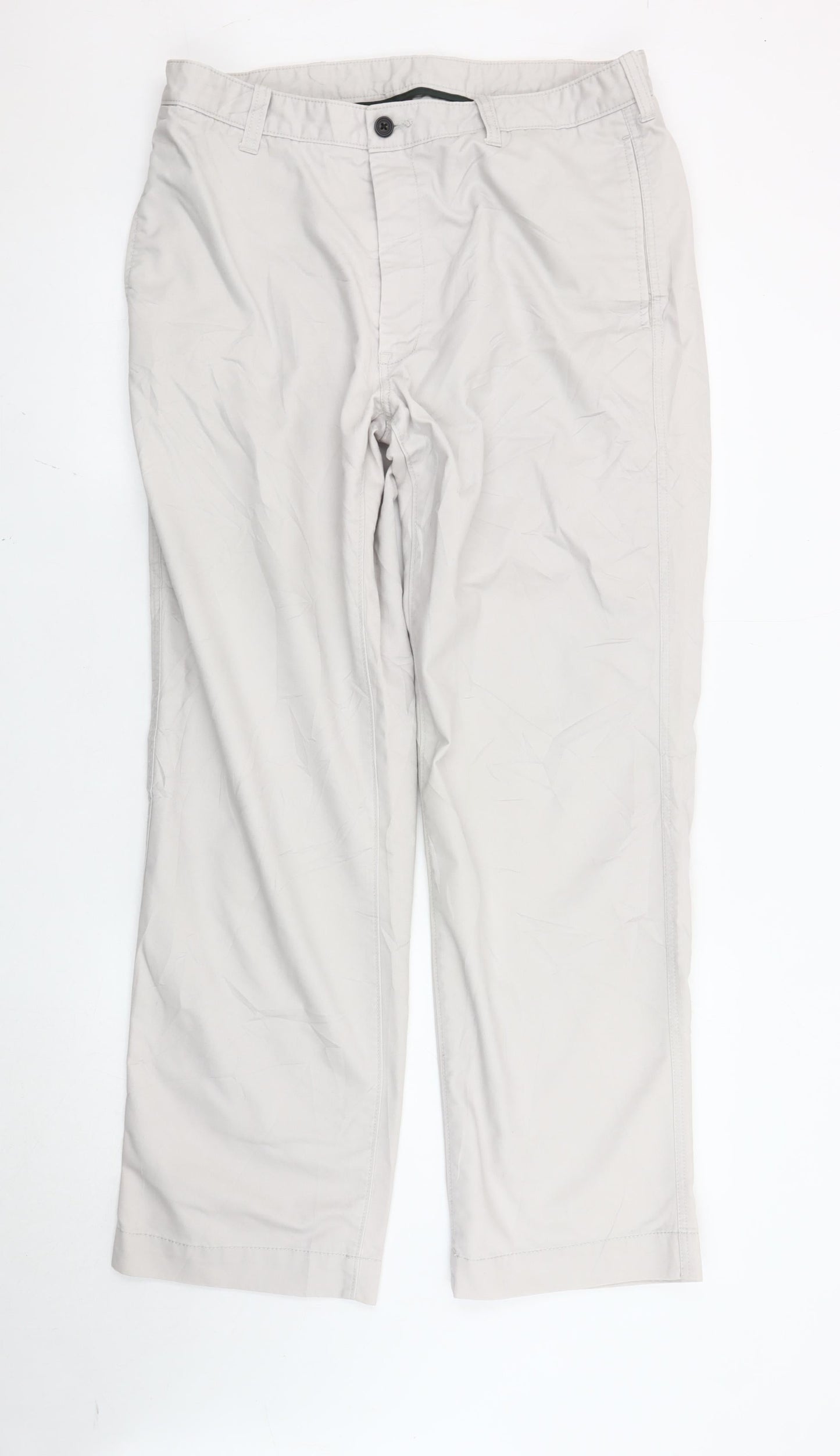 Haggar Men's Beige Chino Trousers 36x32 Straight Leg Cotton Blend