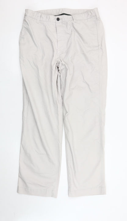 Haggar Men's Beige Chino Trousers 36x32 Straight Leg Cotton Blend