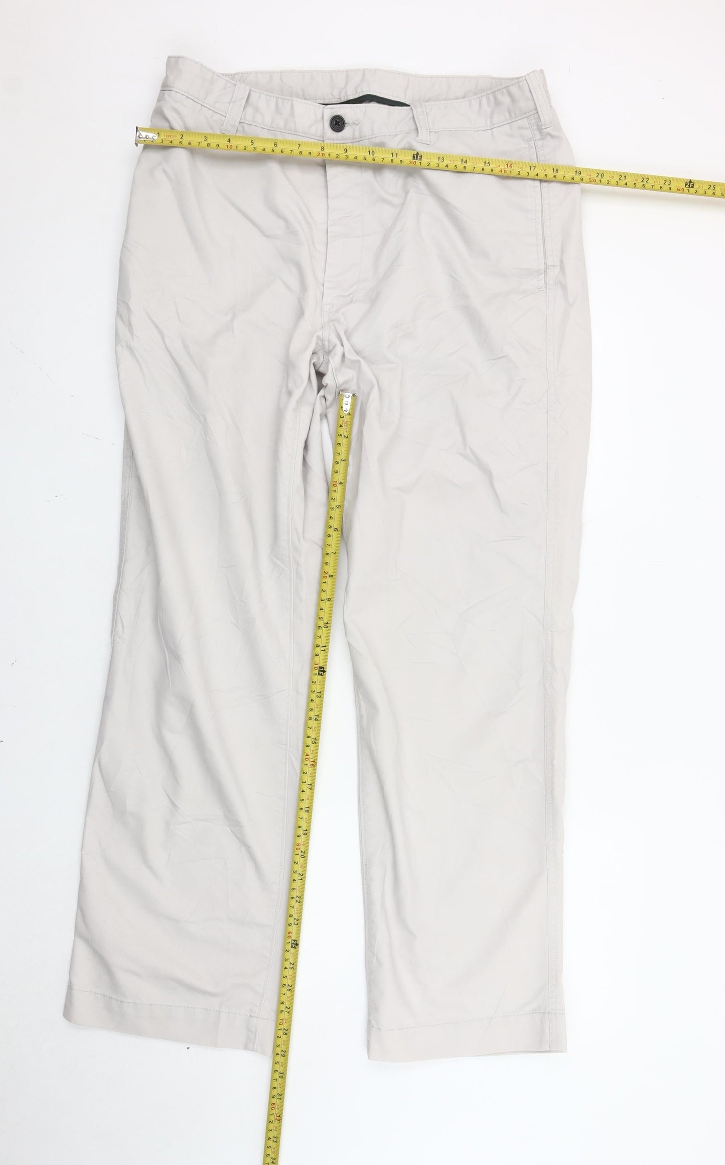 Haggar Men's Beige Chino Trousers 36x32 Straight Leg Cotton Blend