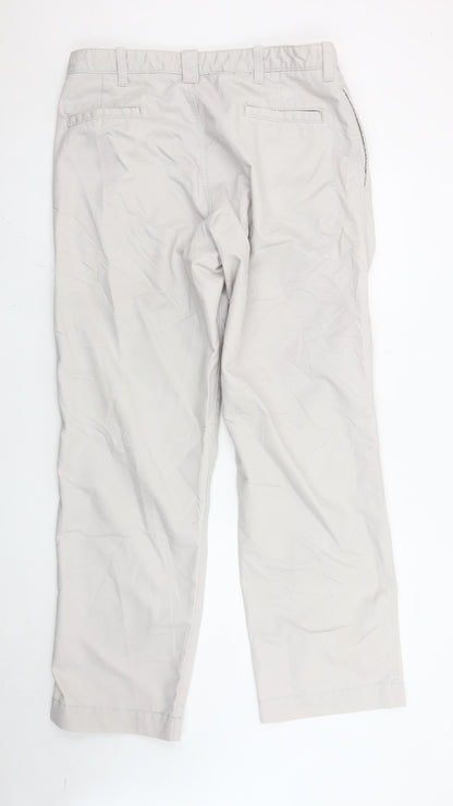 Haggar Men's Beige Chino Trousers 36x32 Straight Leg Cotton Blend