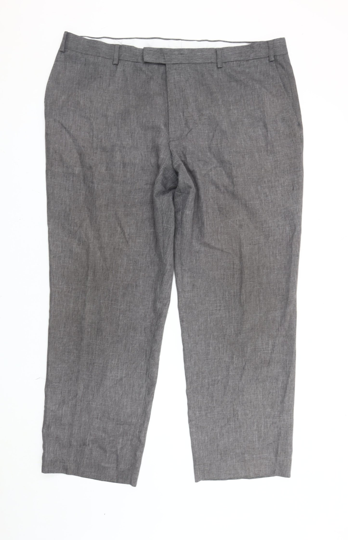 Greenwoods Men's Grey Regular Fit Straight Leg Trousers 44in Waist