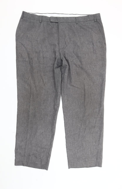 Greenwoods Men's Grey Regular Fit Straight Leg Trousers 44in Waist