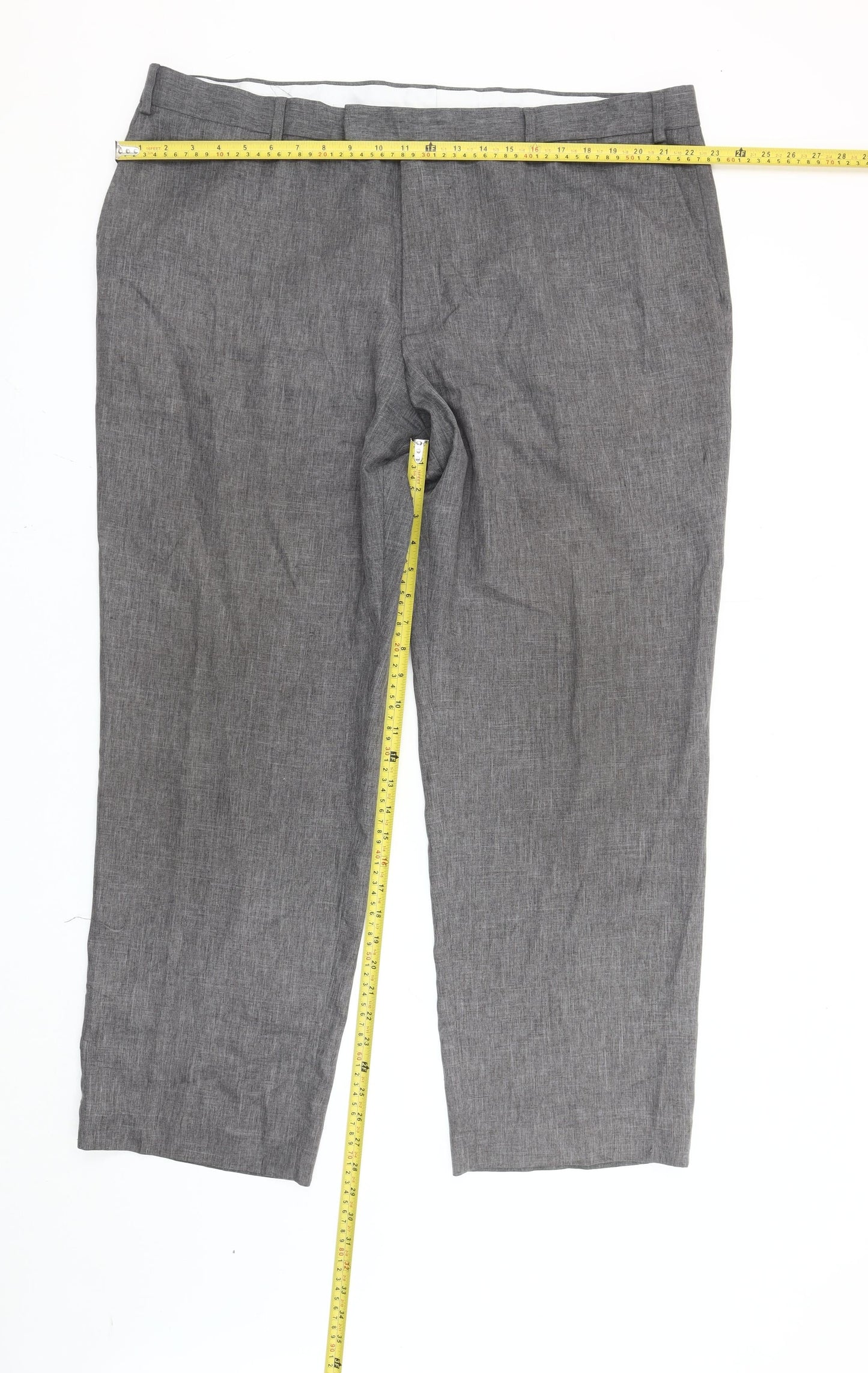 Greenwoods Men's Grey Regular Fit Straight Leg Trousers 44in Waist