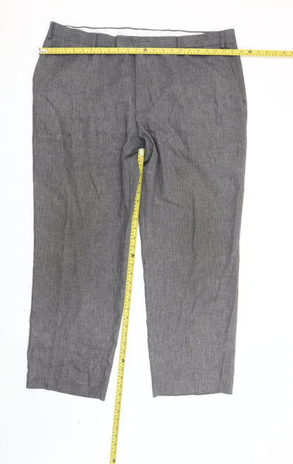 Greenwoods Men's Grey Regular Fit Straight Leg Trousers 44in Waist
