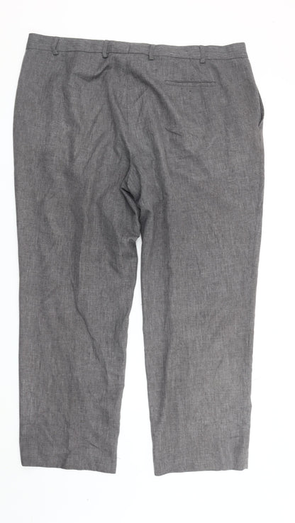 Greenwoods Men's Grey Regular Fit Straight Leg Trousers 44in Waist