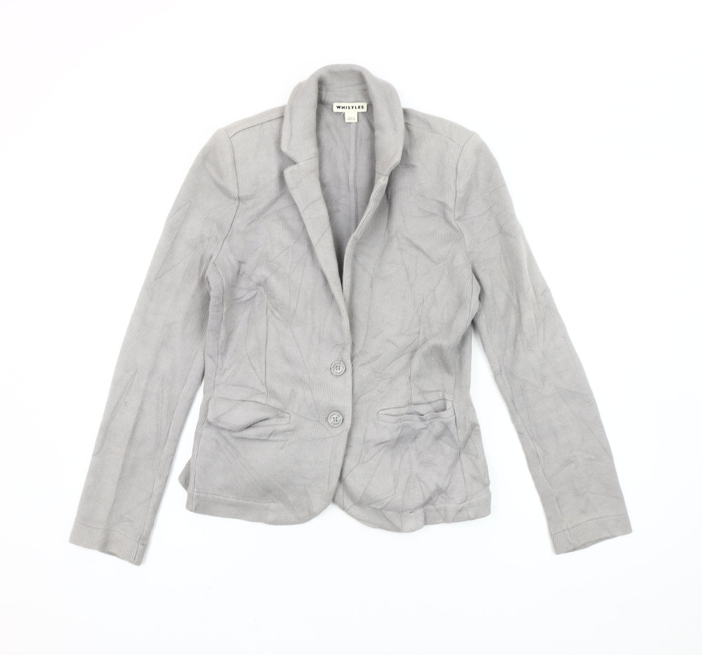 Whistles Women Grey UK 8 Slim Fit Tailored Knit Blazer