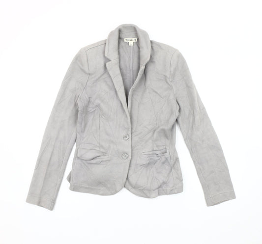 Whistles Women Grey UK 8 Slim Fit Tailored Knit Blazer