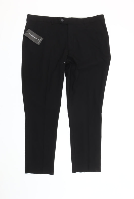 Taylor & Wright Men's Black 38S Slim Fit Dress Trousers