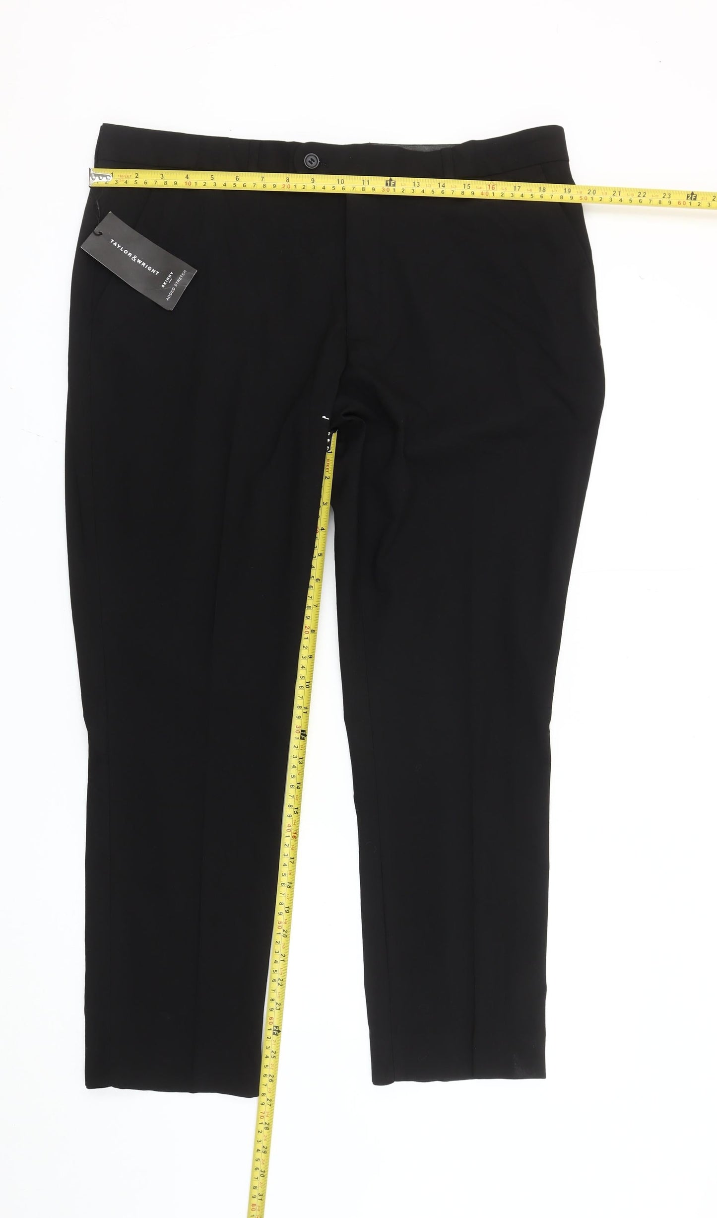 Taylor & Wright Men's Black 38S Slim Fit Dress Trousers
