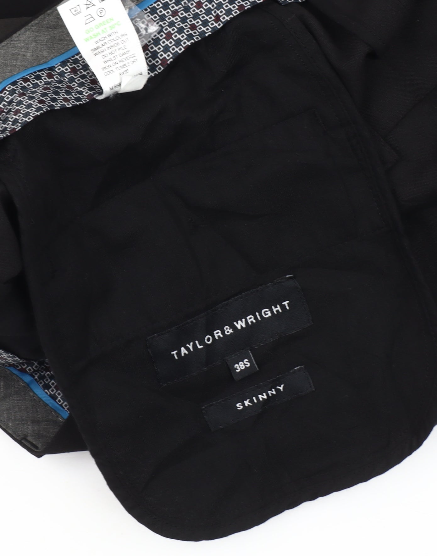 Taylor & Wright Men's Black 38S Slim Fit Dress Trousers