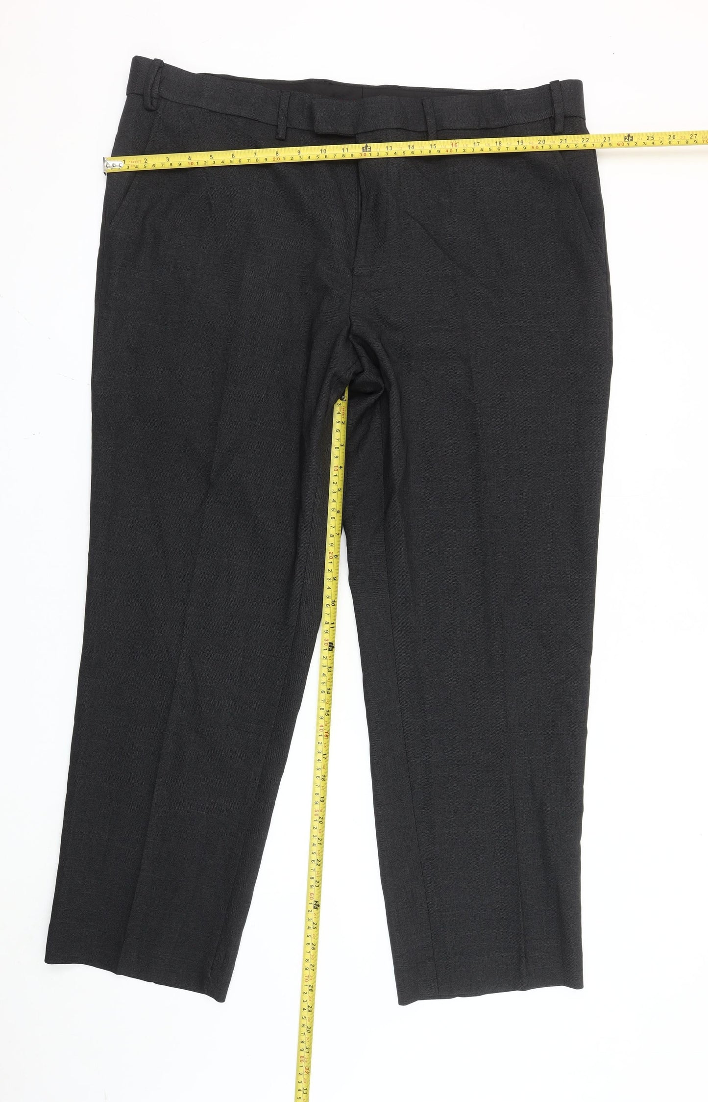 F&F Men's Black 42in Waist 31in Leg Regular Fit Dress Trousers