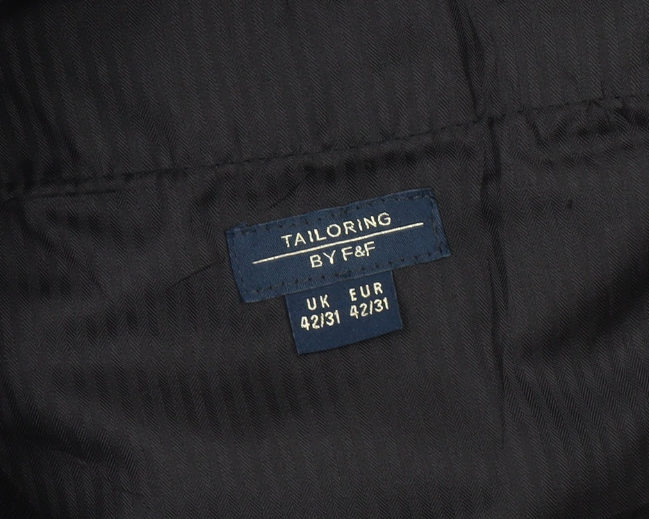 F&F Men's Black 42in Waist 31in Leg Regular Fit Dress Trousers